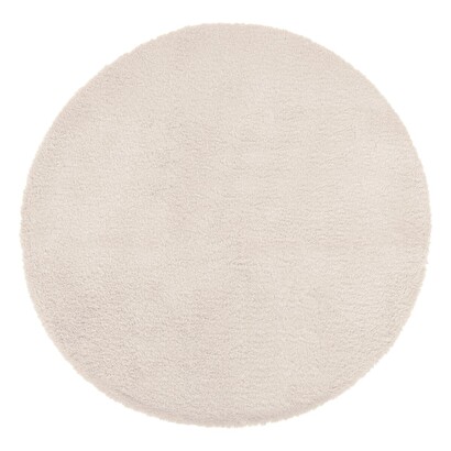 Faux fur effect rug "couka" ivory white, d.80 cm