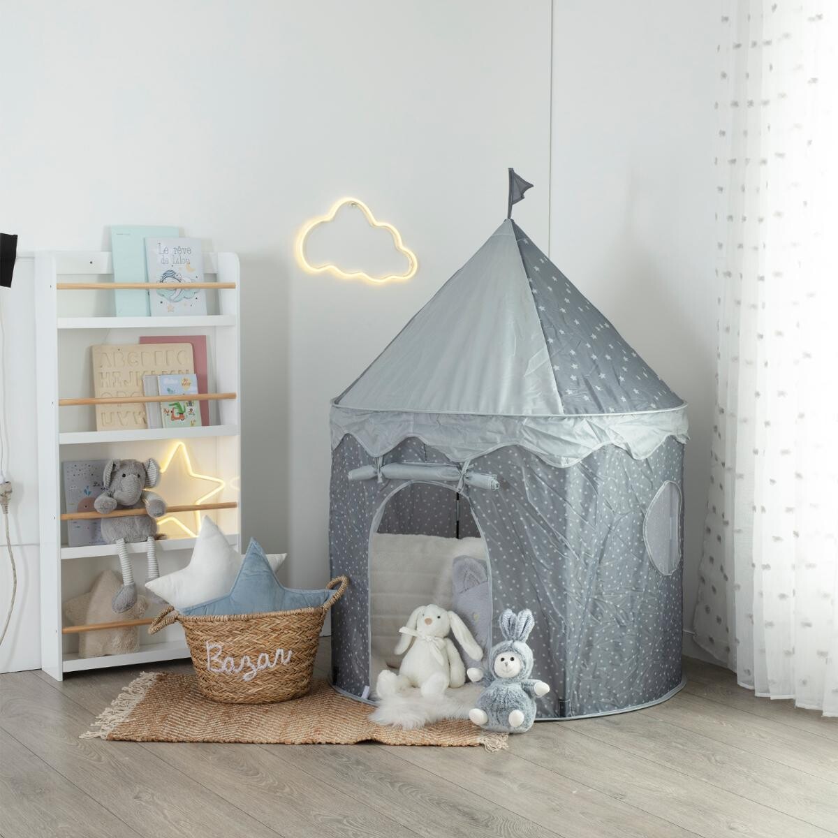 Kids' Tent "Pop-up" Gray, H.135 cm Grey