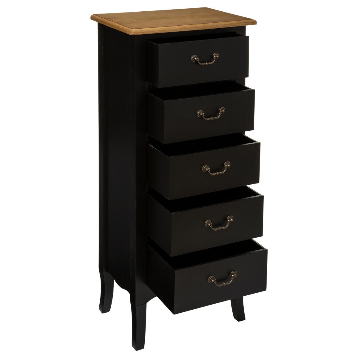 Chest of Drawers "Chrysa" Black, 5 drawers Black