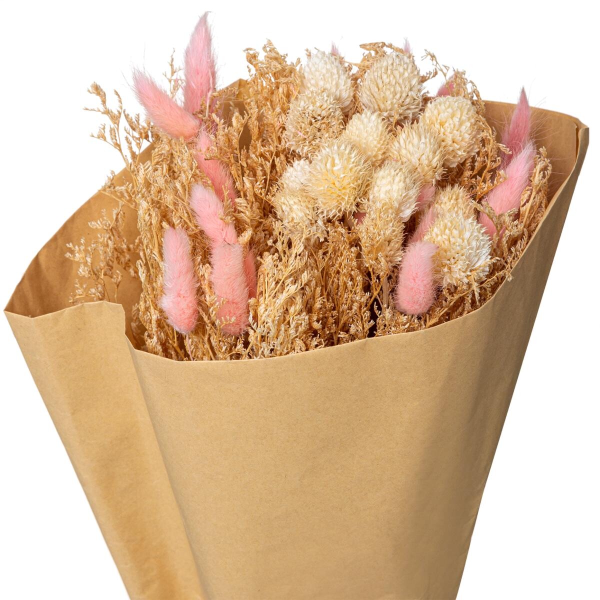 Dried Flower Bouquet 'Folk' H.50 cm Pink