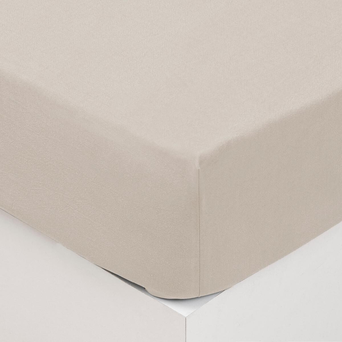 Fitted sheet, washed cotton Ivory white, 140x190 cm Ivory white