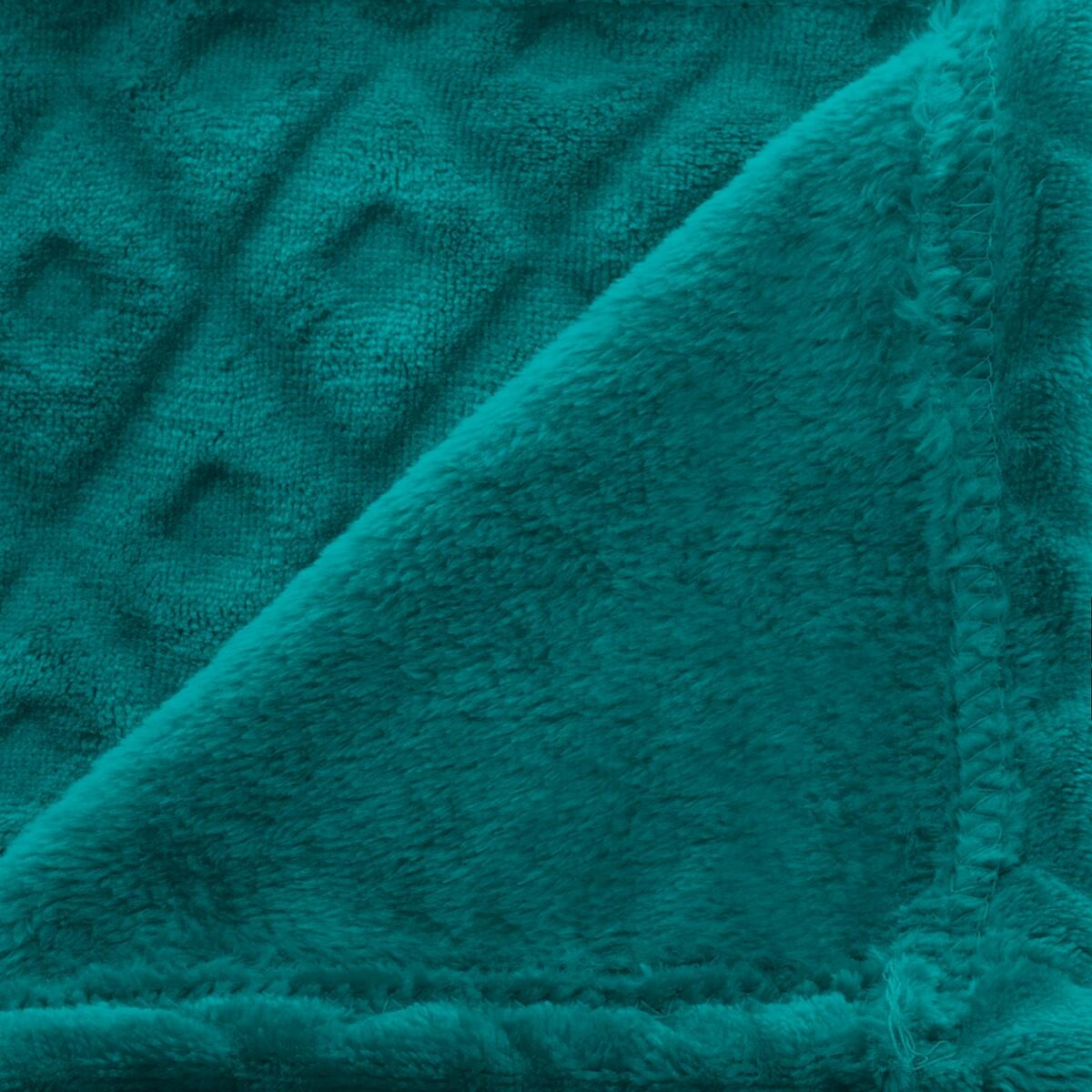 Plaid "3D Diamond" Flannel Teal blue, 180x230 cm Duck blue