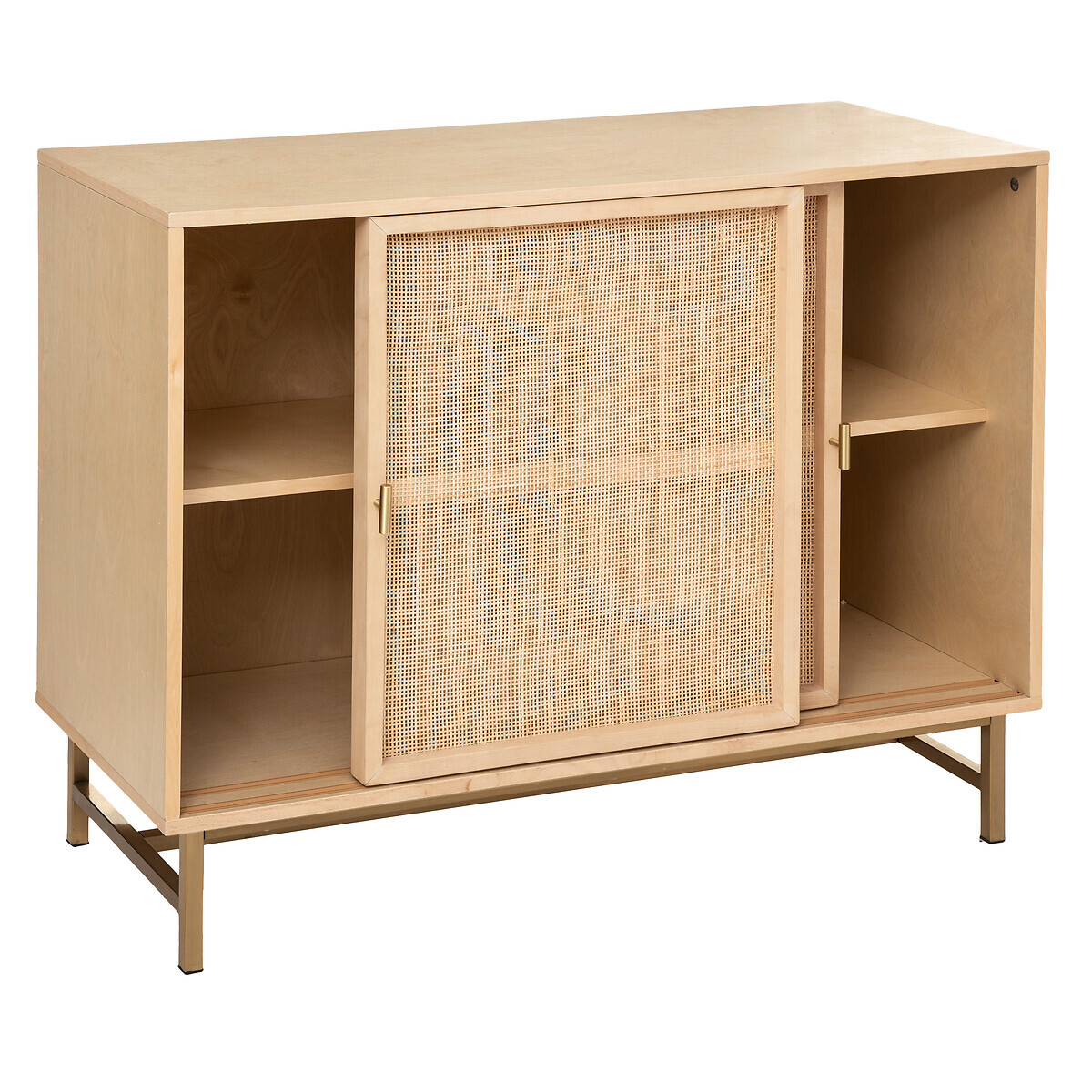 2-door sideboard "Rayo" Rattan caning, 100x79 cm Natural wood