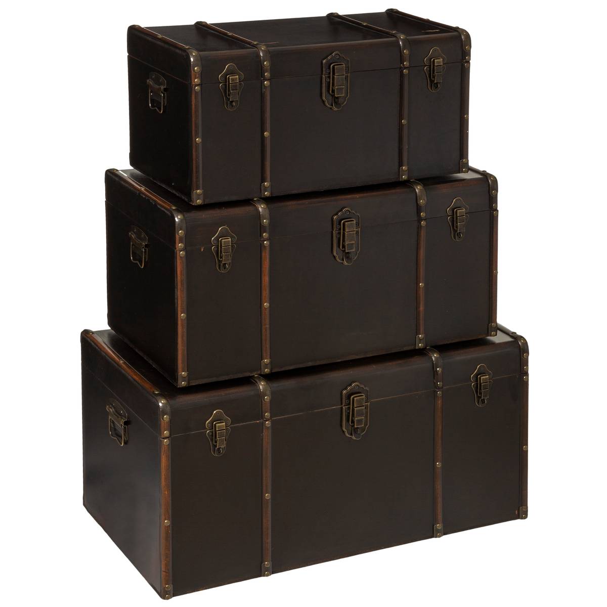 Set of 3 trunks "British Flower" Black, L.61/71/81 cm Black