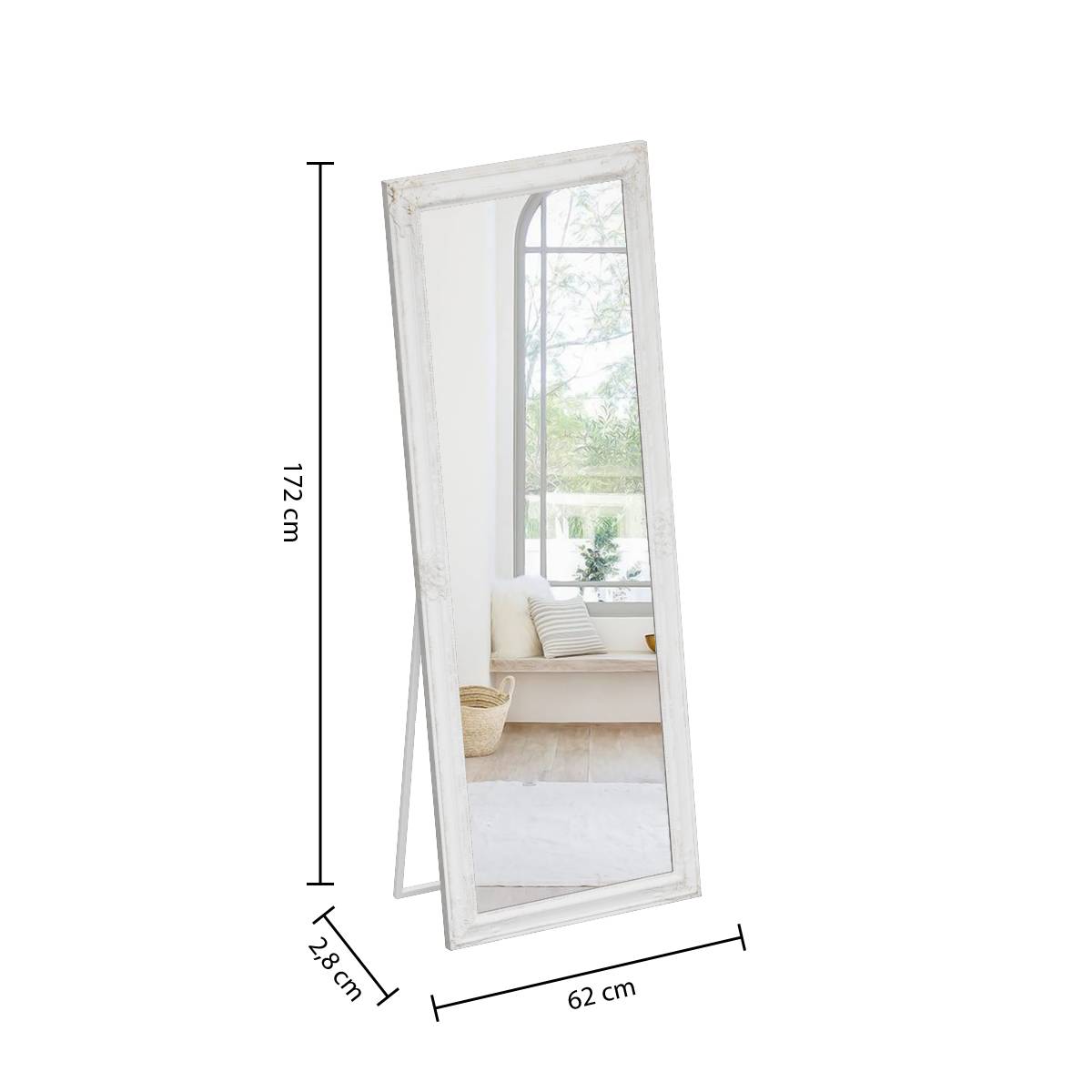 "Maya" Floor Mirror White, 62x172 cm White