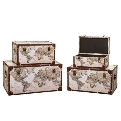 Set of 4 "world map" trunks 4 pieces