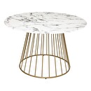 Dining Table "Rayo" White marble effect, Gold, D.120 cm White