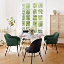 Dining Table "Rayo" White marble effect, Gold, D.120 cm White