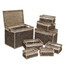 Set of 8 rectangular baskets Brown Natural wood