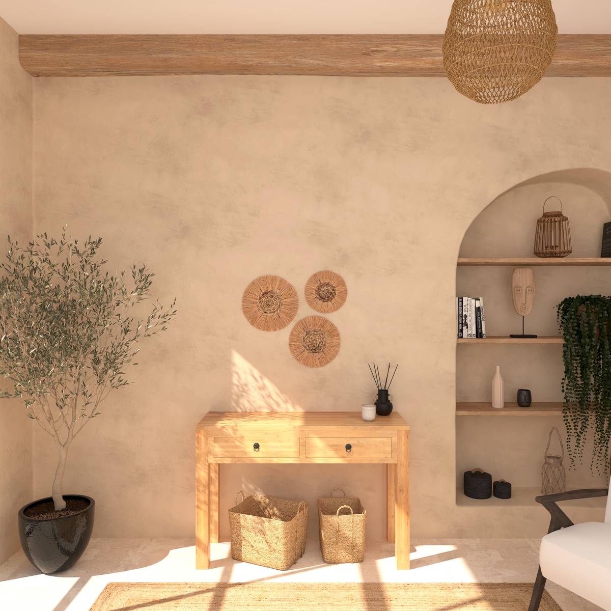 Set of 3 wall decorations "Velina" D.25/30/36 cm Beige
