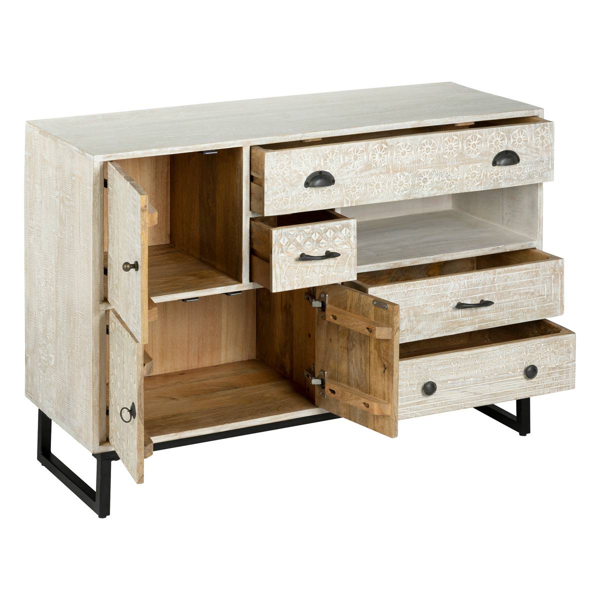 3-door sideboard "Ajay" Mango wood, 115x80 cm Natural wood 2