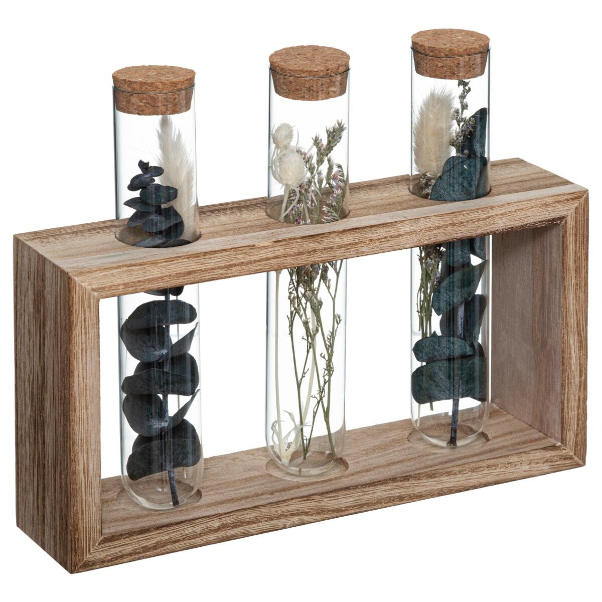 3 tubes of dried flowers "House" H.17 cm Pink