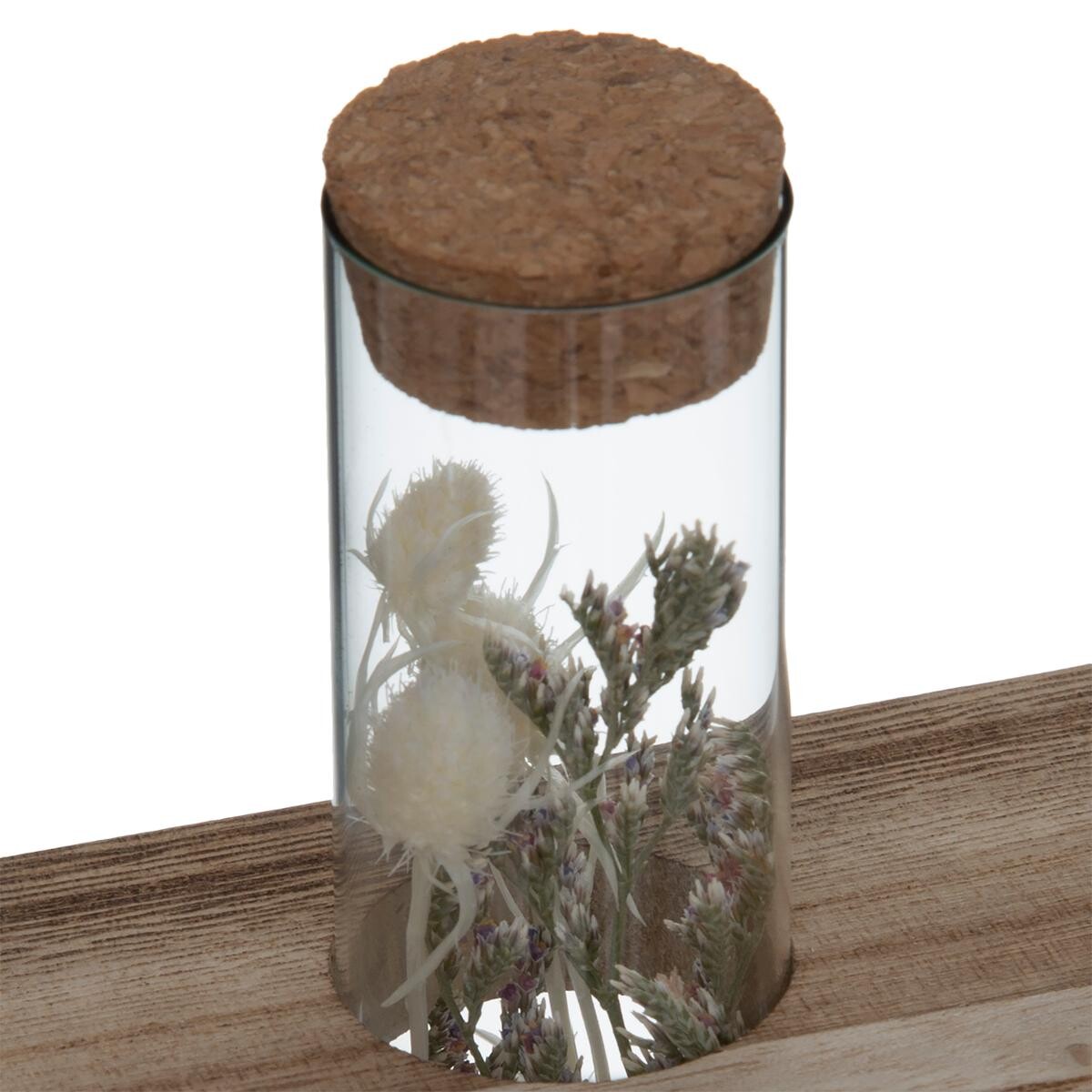 3 tubes of dried flowers "House" H.17 cm Pink
