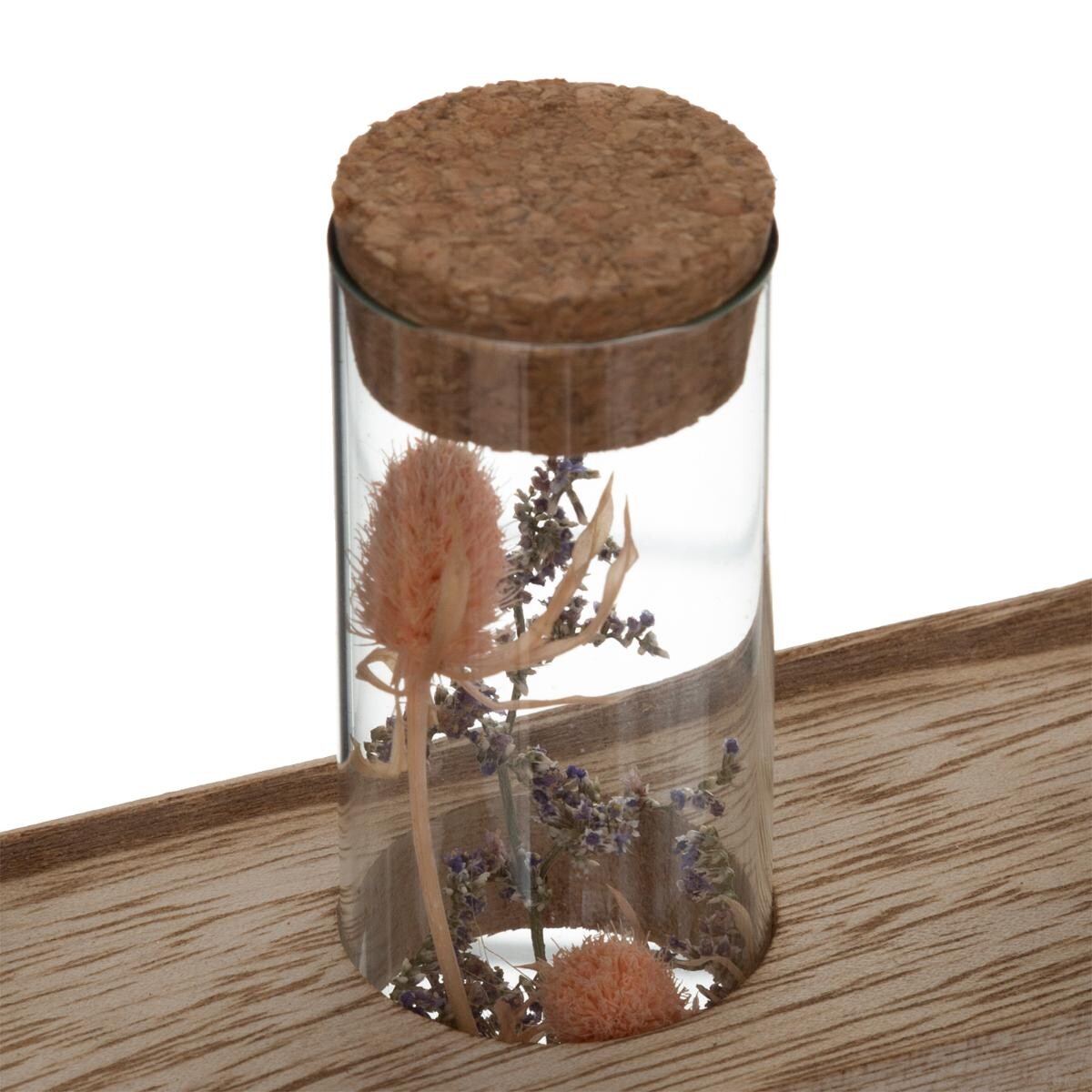 3 tubes of dried flowers "House" H.17 cm Pink
