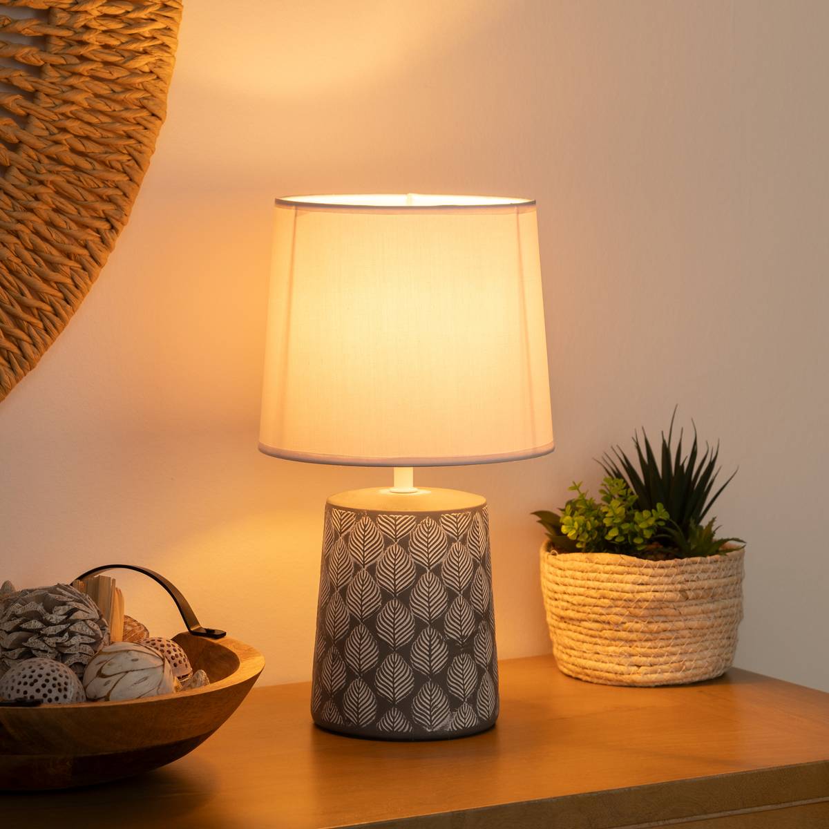 Lamp "Cyril", ceramic Gray, H.36 cm Grey