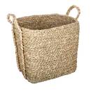 Set of 3 rectangular baskets with handles H.25/31/41 cm Natural wood