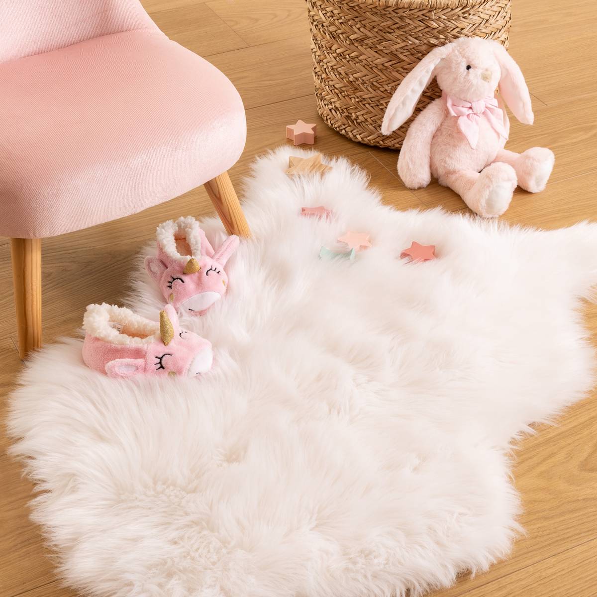 Children's faux fur rug White, 60x90 cm White