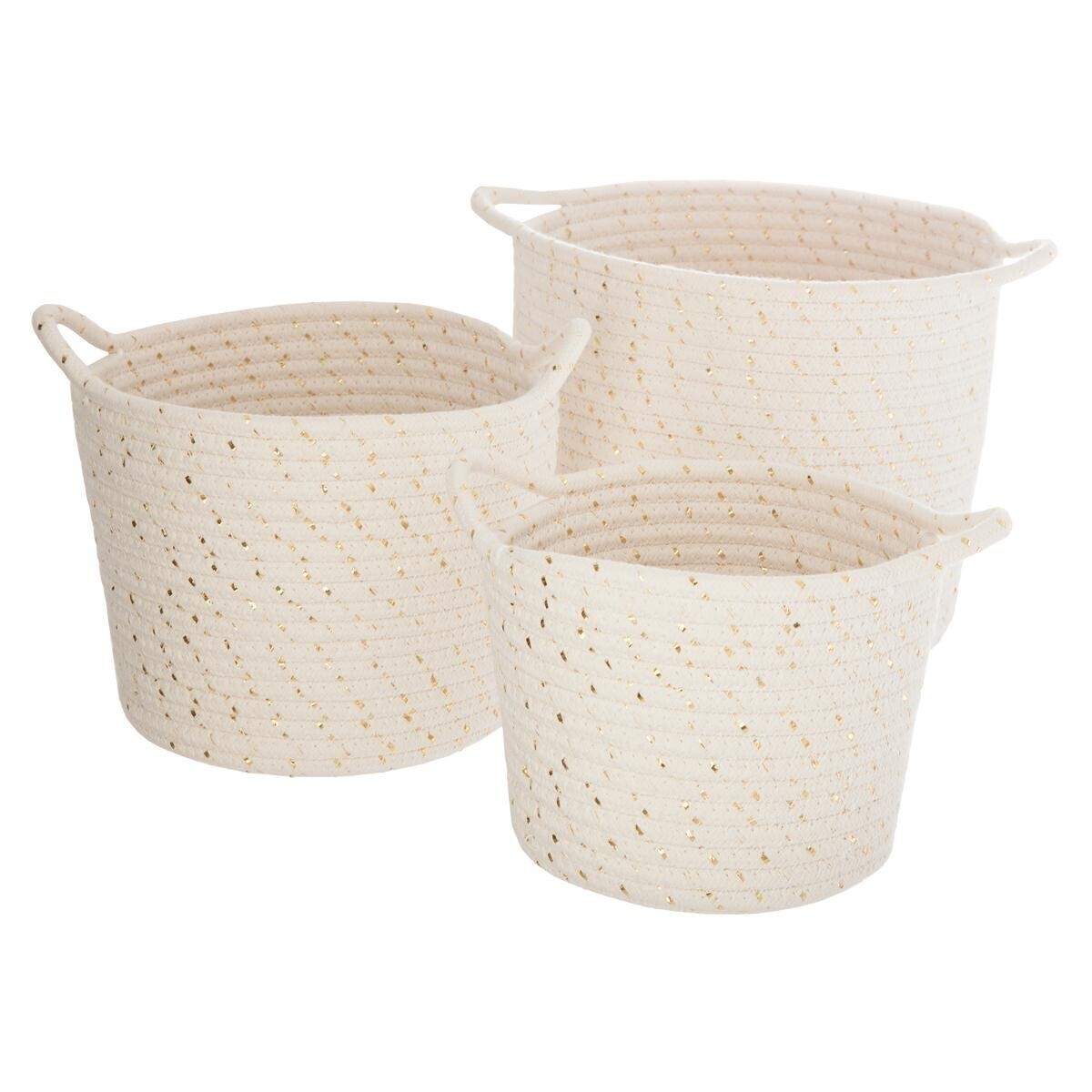 Set of 3 "Lurex" baskets Beige, D.19.5/22/24 cm Beige