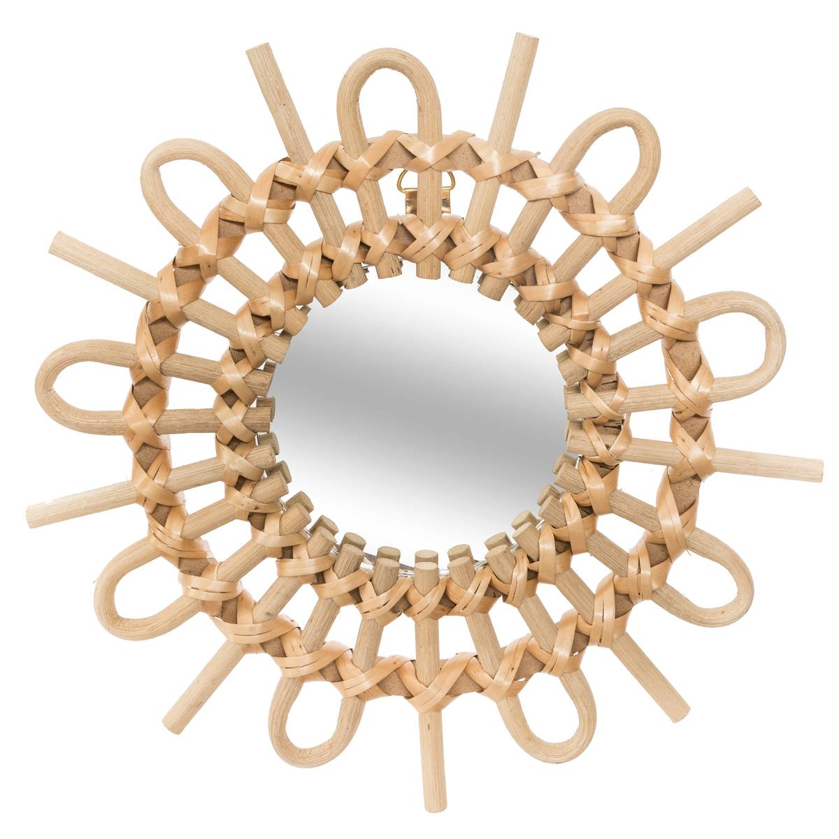 Set of 3 mirrors "Aida" Rattan, D.28 cm Natural wood