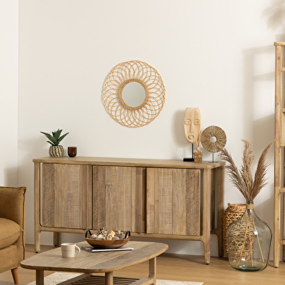 Mirror 'rosace' 'gwenn' rattan, d.58 cm