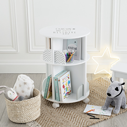 Round children's bookshelf gray, h.59 cm