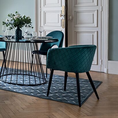Armchair "marlo" velvet, teal blue