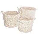 Set of 3 "Lurex" baskets Beige, D.19.5/22/24 cm Beige