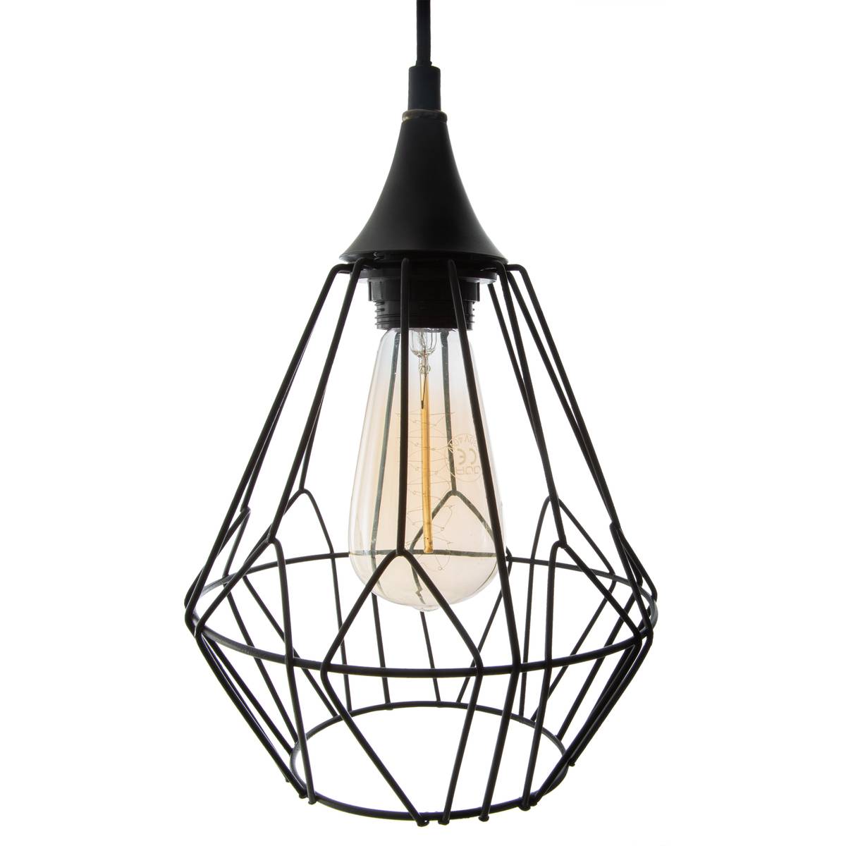 Wire Suspension "Kaore" Black metal, D.25 cm Black