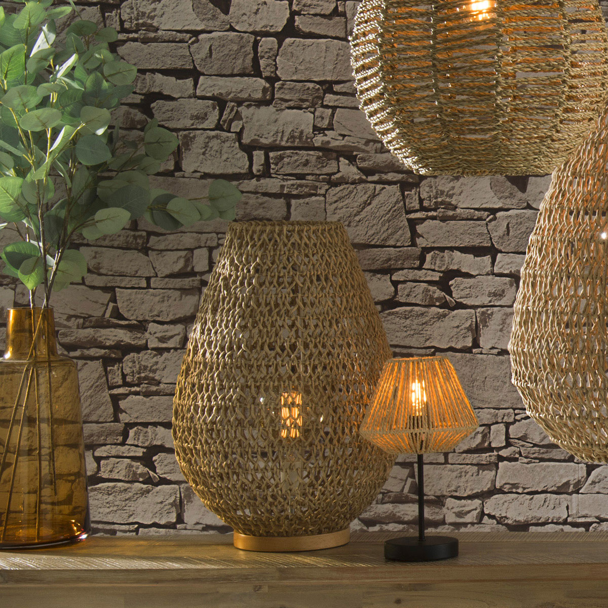 Lamp "Etel" Beige, H.55 cm Beige