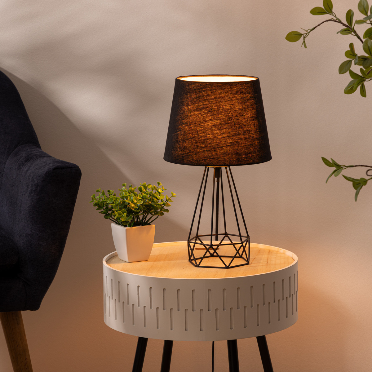 Wired Lamp "Moca" Black metal, H.35 cm Black 2