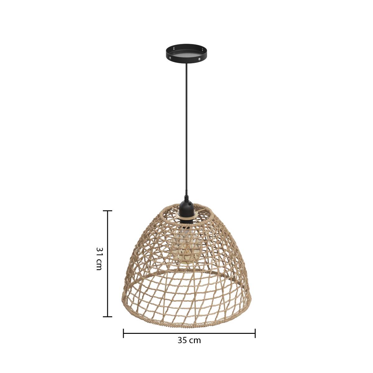 Pendant Light "Jada" Rattan, D.35 cm Natural wood