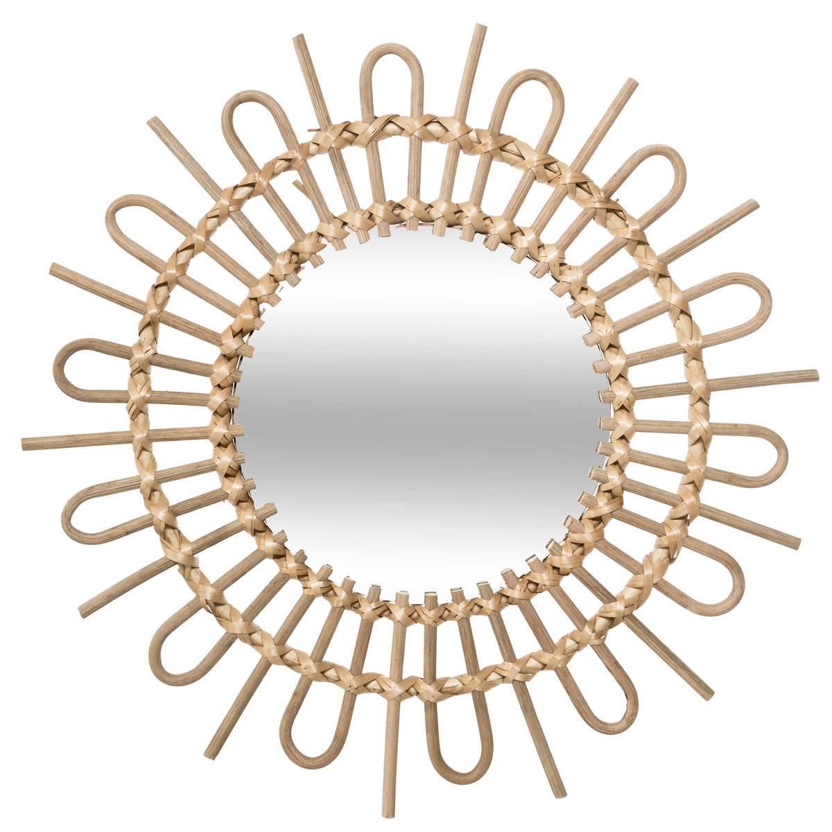Mirror "Flore" Rattan, D.50 cm Natural wood