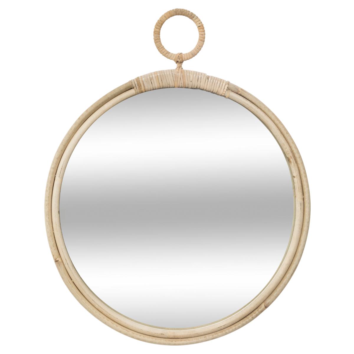 Mirror "Carolina" Rattan, D.38 cm Natural wood