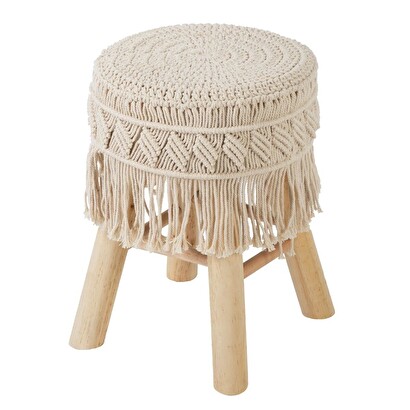 Stool macrame and wood