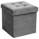 Folding Pouf "Lysandre" Velvet, Mouse grey, 38x38 cm Mouse grey