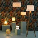 Lamp "Gong" Bamboo, White, H.32 cm White