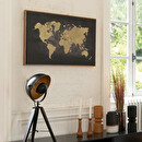Framed Canvas "World Map" 58x88 cm Black