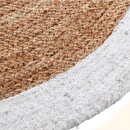 Jute rug with white border White, D.120 cm White