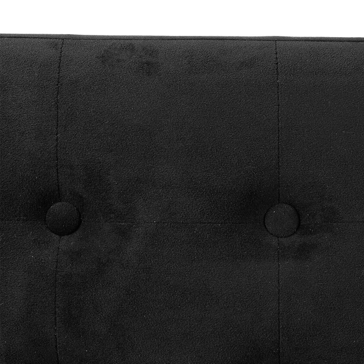 Folding Double Ottoman "Lysandre" Velvet effect, Black, 76x38 cm Black