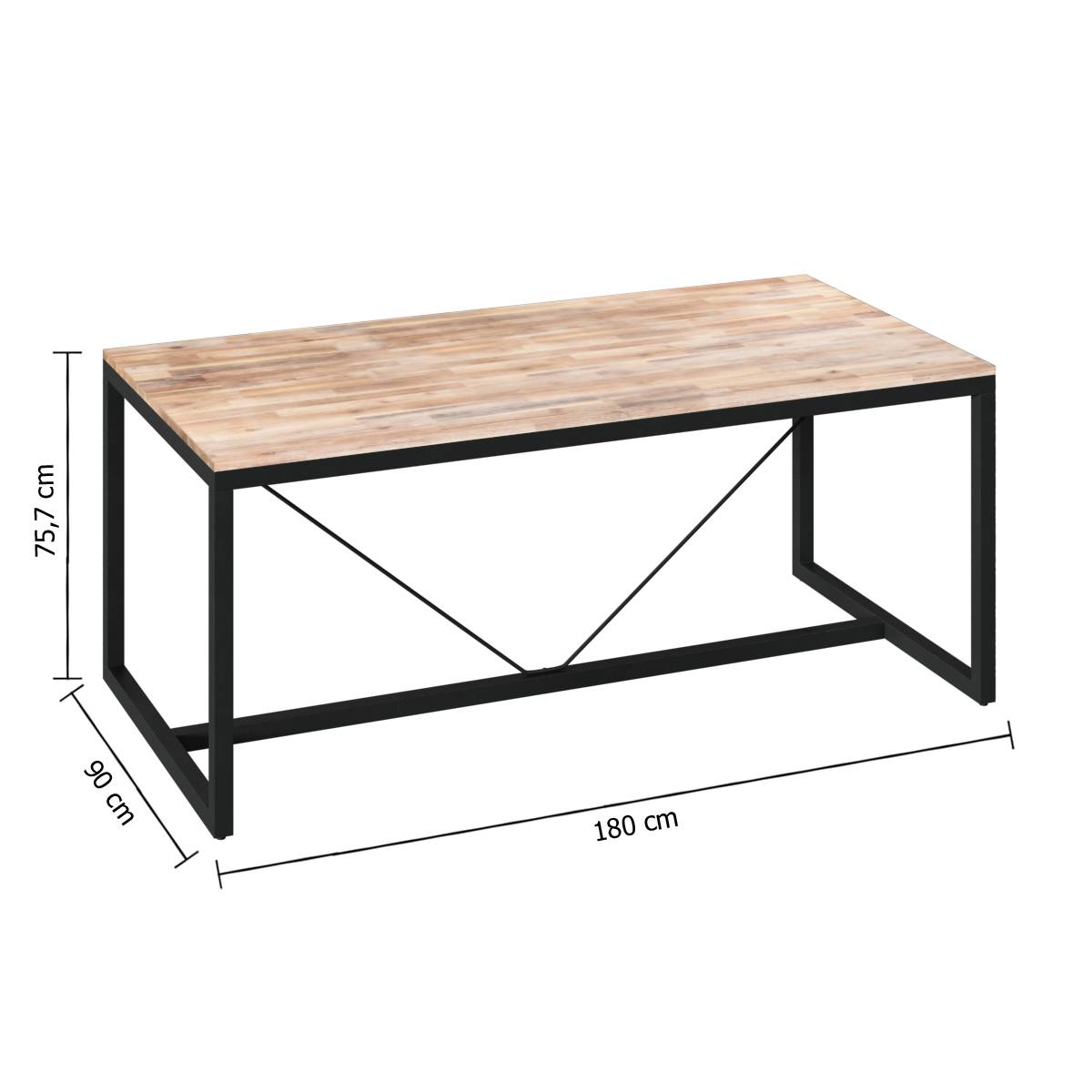 Dining Table "Edena" Acacia, L.180 cm Natural wood