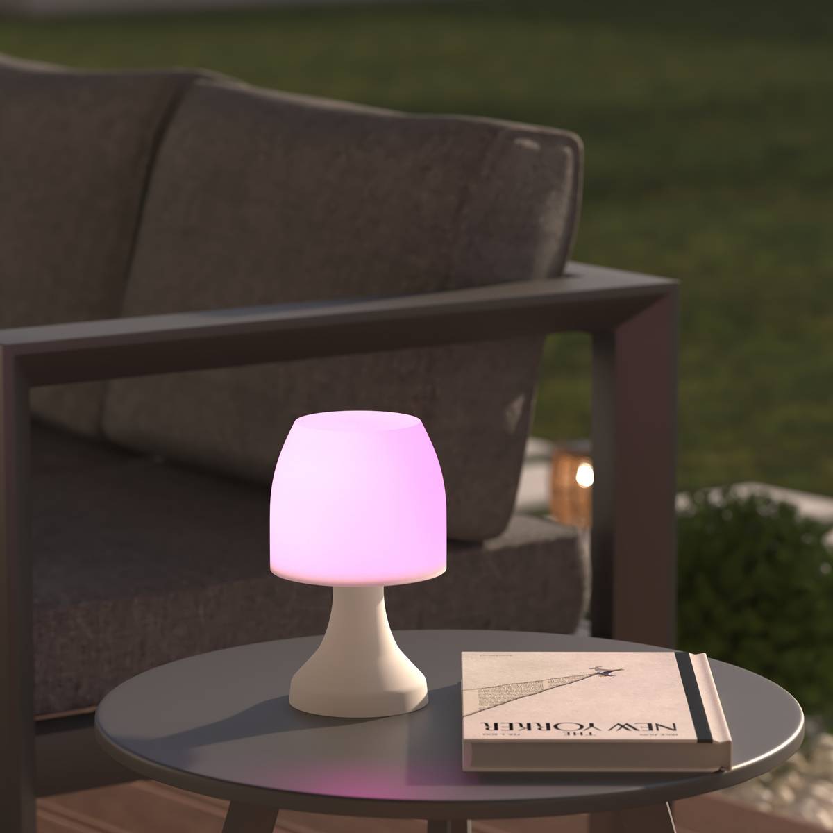 DOKK Indoor and Outdoor Battery-Powered Lamp, Multicolor Lighting H. 19 cm Multicolored