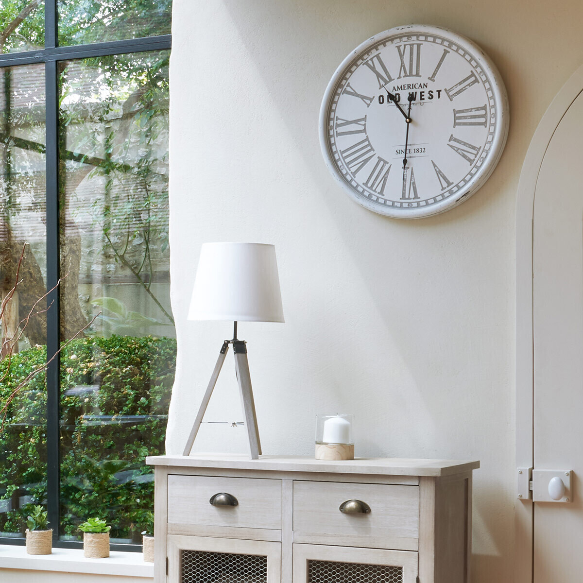 Tripod Lamp "Runo" Beige, H.58 cm Beige