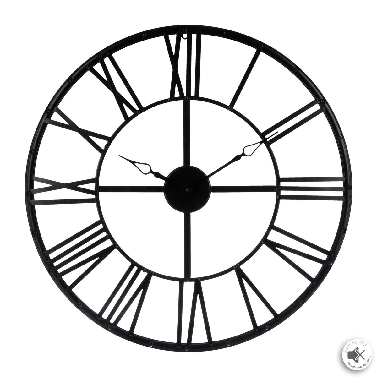 Clock "Andras" metal Black, D.70 cm Black