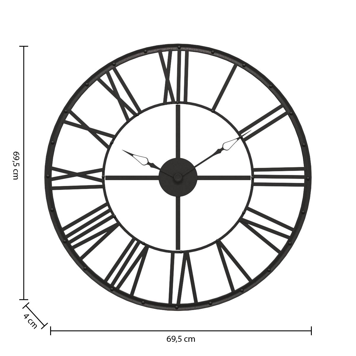 Clock "Andras" metal Black, D.70 cm Black