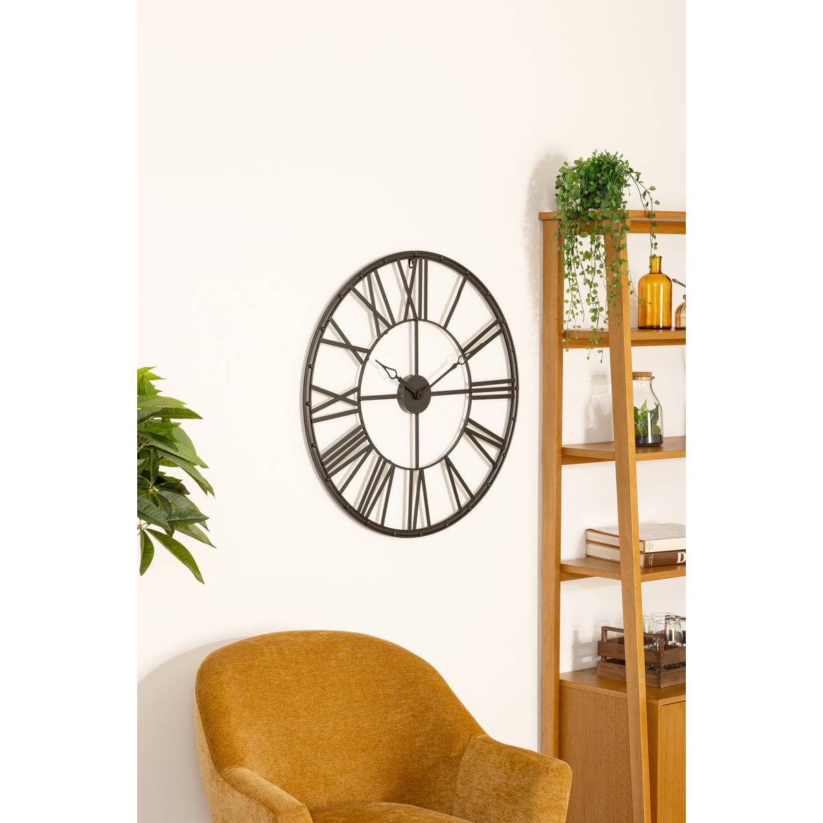 Clock "Andras" metal Black, D.70 cm Black