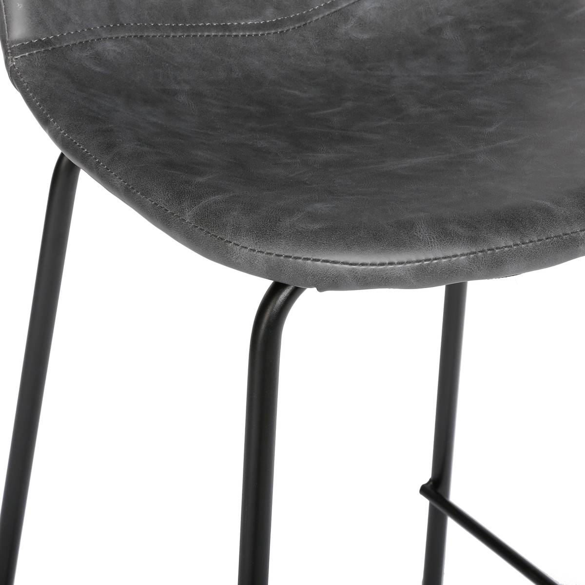 Set of 2 Bar Stools "Vladi" Leather effect, Gray Grey