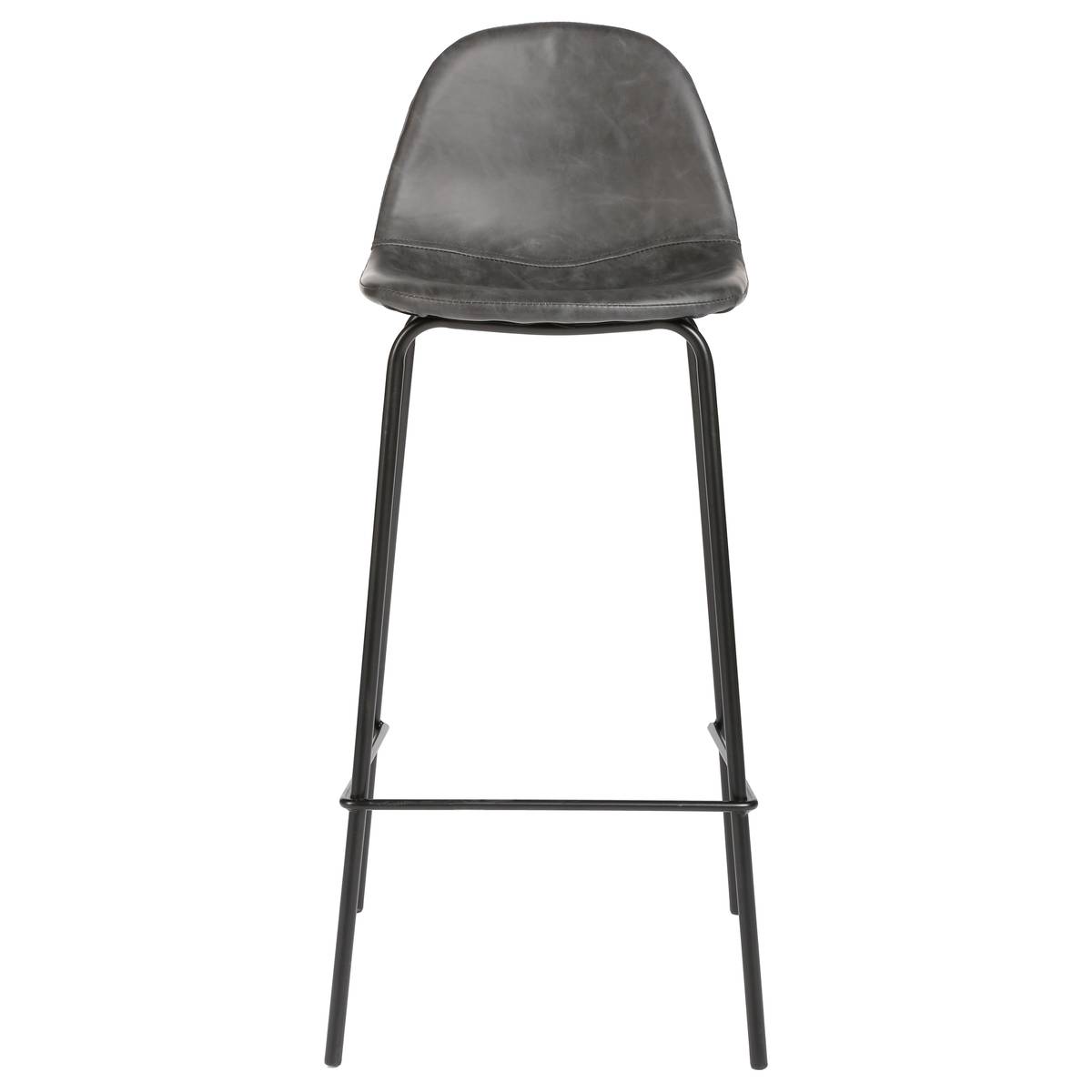 Set of 2 Bar Stools "Vladi" Leather effect, Gray Grey