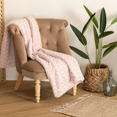 "bouclette" faux fur throw pink, 120x160 cm