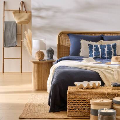 Bed throw, cotton ivory white, 160x220 cm