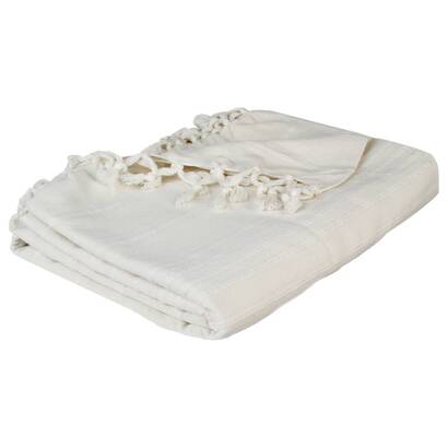 Bed throw, cotton ivory white, 160x220 cm